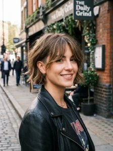 Undercut bob with curtain bangs trendy hairstyle