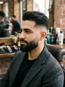 Faded undercut blended with beard