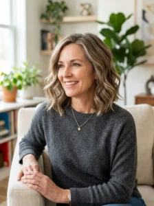 Wavy lob hairstyle for women over 60
