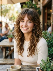 Wavy wolf cut hairstyle