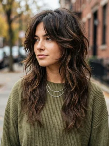 Long wolf cut hairstyle