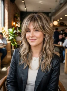 Wolf cut with highlights hairstyle