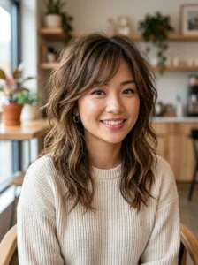 Wolf cut with side bangs hairstyle