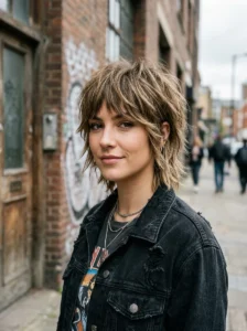 Short wolf shag hairstyle