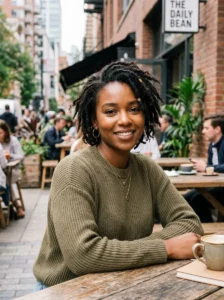 Messy short loc hairstyle