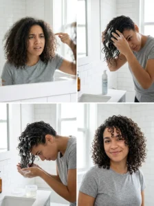 Applying mousse and gel to curly hair