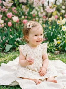 Baby hairstyle with flower clip
