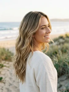 Balayage hairstyle with soft wavy texture