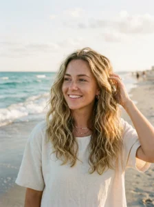 Beachy waves hairstyle for wavy hair