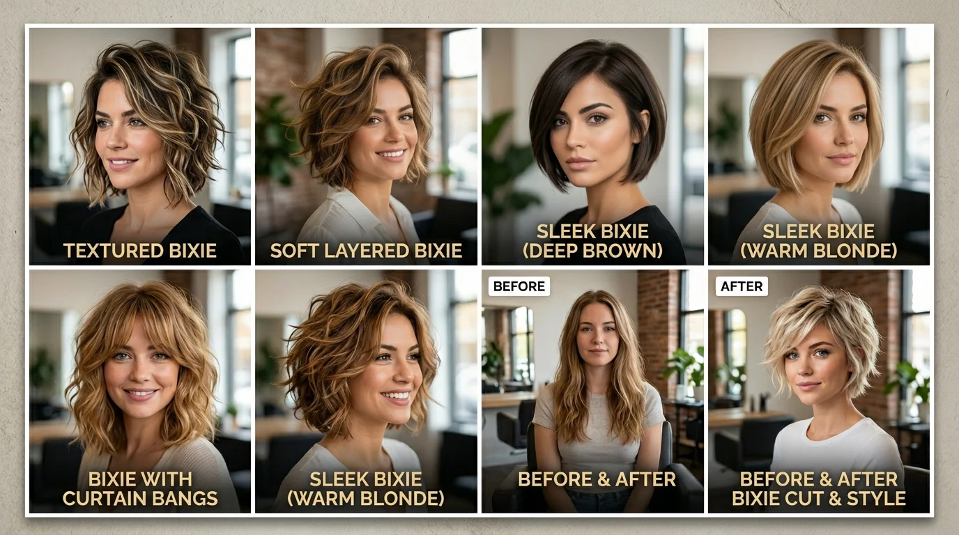 Modern bixie haircut styles showing the blend of a bob and pixie cut