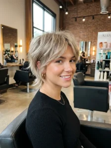 Modern bixie haircut with soft texture and volume