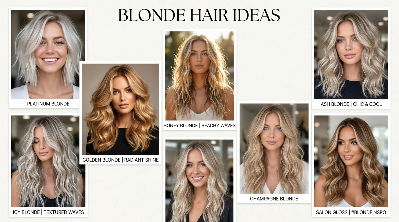Beautiful blonde hair color ideas with platinum, honey, and ash blonde shades