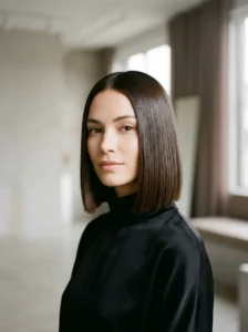 Blunt bob hairstyle with glossy shine