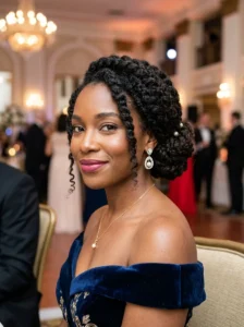 Loose braided updo protective hairstyle