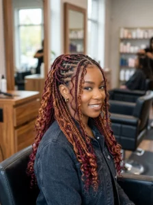 Colorful goddess braid hairstyle