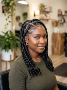 Stitch goddess braids with clean parting