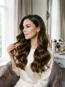 Loose glossy waves hairstyle