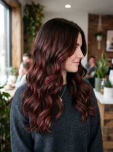 Dark red balayage hair color