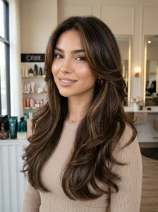 Butterfly haircut with soft layers and volume