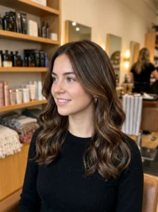 Caramel babylights on brown hair