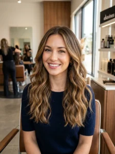 Classic caramel balayage on brown hair