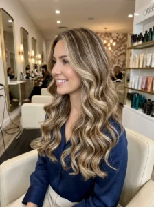 Champagne highlights on brunette hair