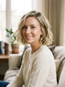 Chin-length textured bob hairstyle with soft volume