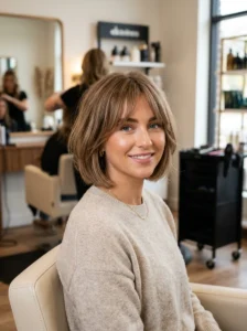 Curtain bang bob for thin hair
