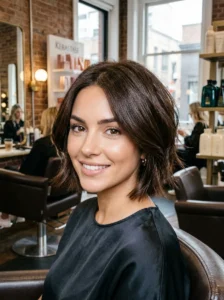 Stacked choppy bob for heart-shaped face