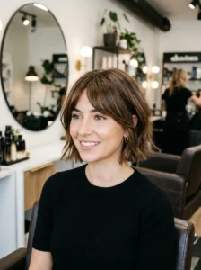 Classic choppy bob for oval face