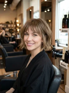 Rounded choppy bob for diamond face
