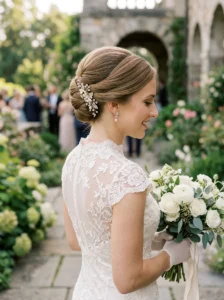 Timeless French twist hairstyle for a wedding