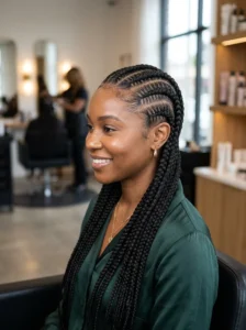 Classic straight-back goddess braids hairstyle
