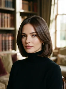 Classic old money bob haircut with polished finish
