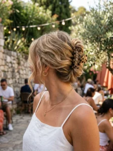 Claw clip twist hairstyle for staying cool in summer