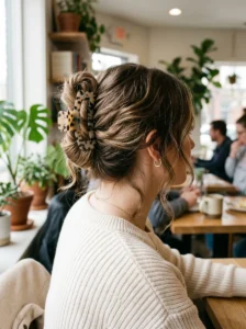 Claw clip twist hairstyle for quick everyday styling