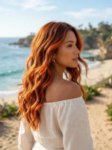 Bright copper balayage hair