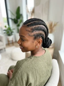 Cornrows protective hairstyle with healthy tension