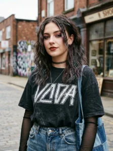 Modern crimped hair with textured grunge styling