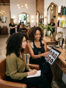 Consultation with curly hair specialist