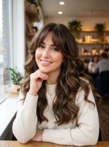 Curtain bangs hairstyle for thick hair