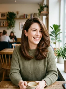 Side-parted hairstyle with added volume
