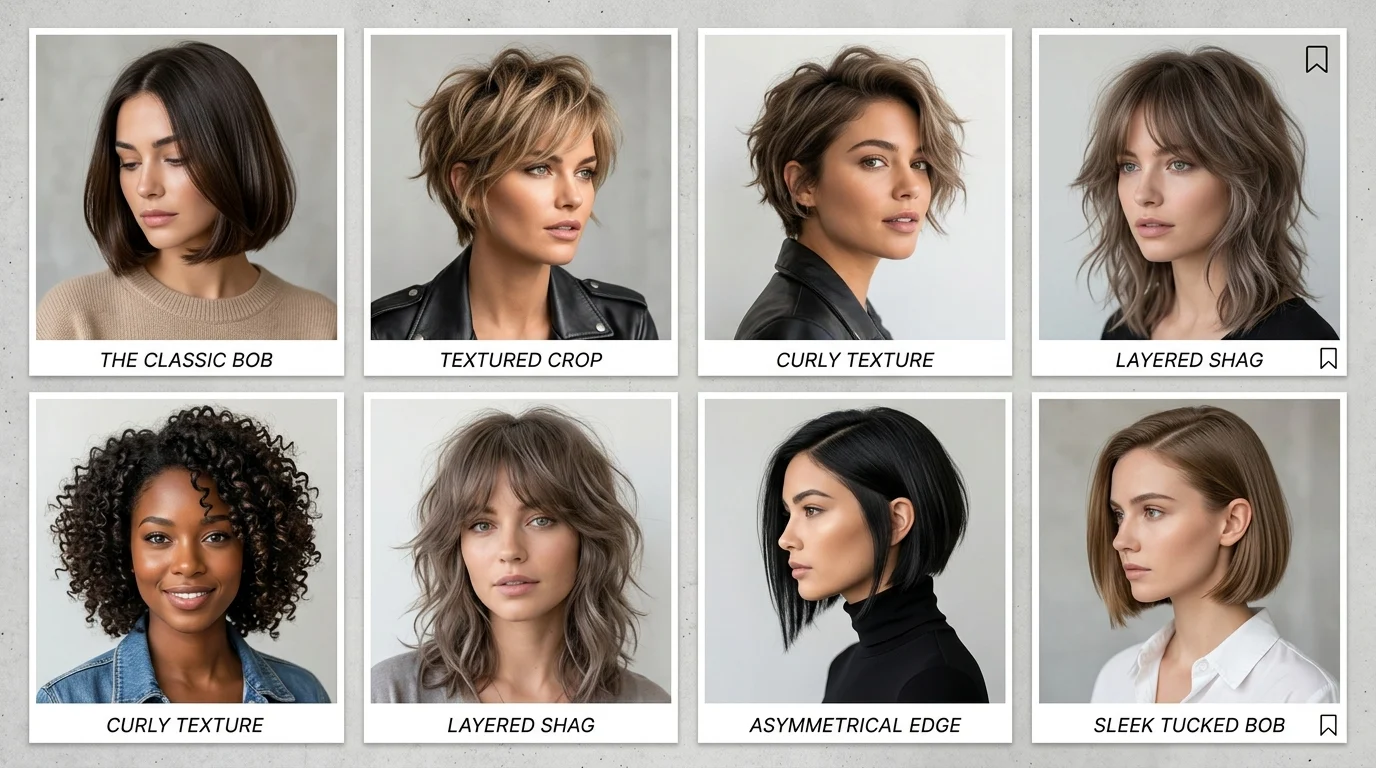 Stylish ear-length haircuts featuring modern short hair trends