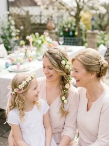 Easter hairstyles with flowers and ribbons