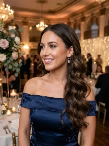 Loose wavy hairstyle for a wedding guest