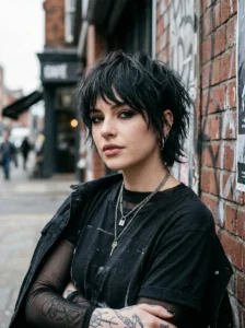 Short emo-inspired crop haircut with textured layers