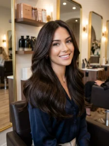 Espresso brown hair color with rich shine