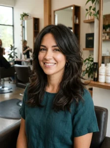Feathered ends hairstyle for thick hair
