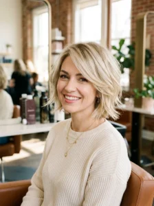 Feathered layered hairstyle for fine thin hair
