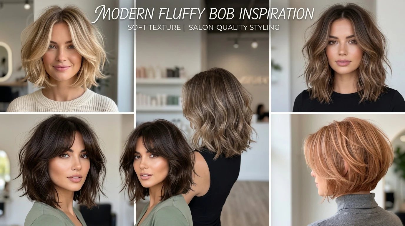 Fluffy bob haircut styles with soft volume and movement